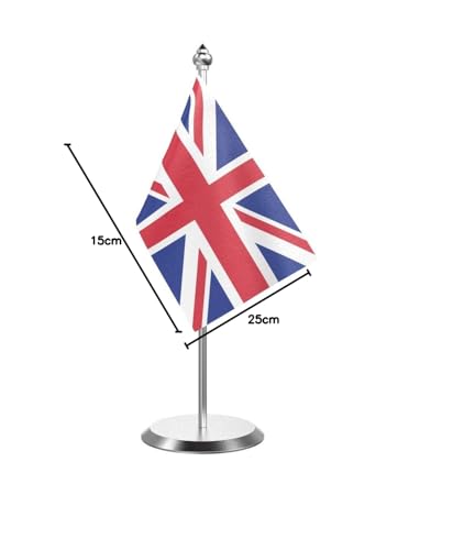 Image of The Flag Company Country Table Flag Single Stainless Steel Stand for Home and Office Desk,Conference (United Kingdom)
