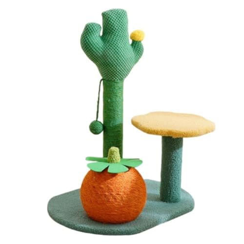 Apaeoflキャットタワー ミニ 猫タワー サボテン 小型 低め 据え置き 人気 コンパクト 省スペース 麻紐爪とぎ ハンモック おしゃれ インテリア シンプル かわいい おもちゃ付き (サボテンモデル)