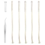 5PCS Oil Lamp Wicks with Glass Tube Holder - Oil Lamp Wick Holder Sets Replacement Cotton Torch Wick with Tweezer for Candle Lamps DIY Alcohol Lamps Burner