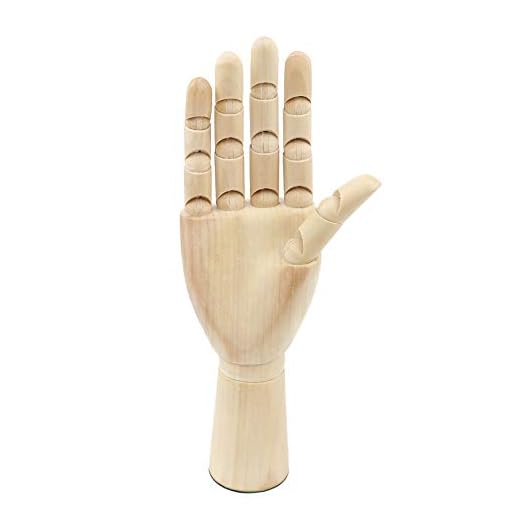 Modelo de Mano de Madera, Yefun Derecha/ Lzquierda Mano Modelo Madera -Articulado de Madera Boceto Modelo de Maniquí Flexible para Pintura Arte(derecho,12 inch)