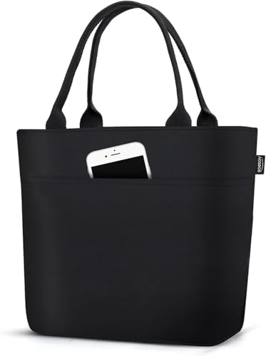 Aosbos Lunch Tote Bag, Insulated Lunch Box for Women, Leakproof Lunch Cooler Purse for Work, Black