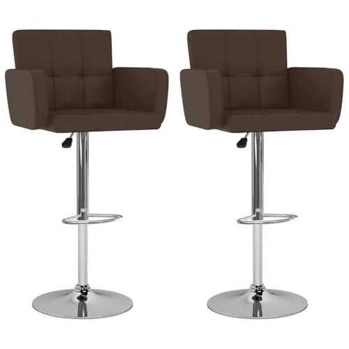 Tabouret de bar marron en simili-cuir réglable lot de 2
