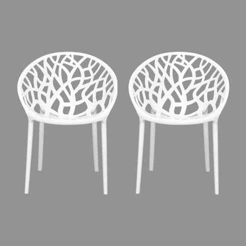 Image of activa Crystal Plastic Arm Chair | Stackable Indoor Outdoor Chair for Home, Balcony, Patio & Garden | Comfortable Designer Armrest Chair | Durable Plastic Seating Furniture (Milky White, Set of 2)