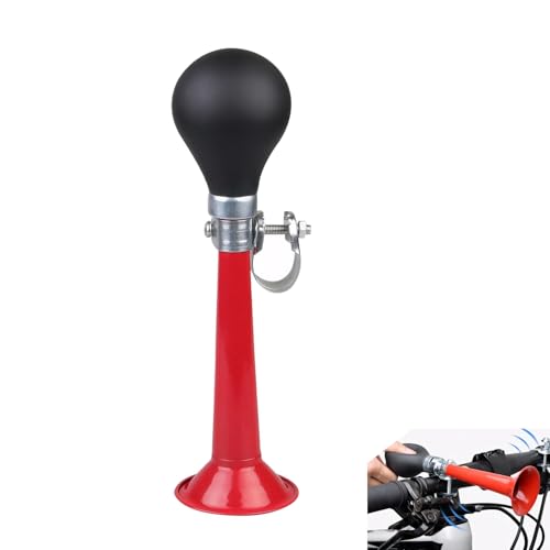 Air Horn, Rubber Hand Squeeze Bulb Bike Horn, Classic Vintage Chrome Metal Hooter, Universal For Vehicles, Bicycles, Golf Carts (red)