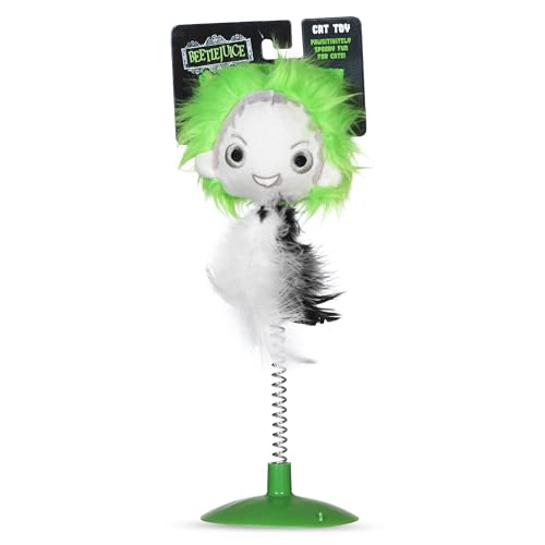 Beetlejuice Feathers Suction Swatter Cat Toy - 10.5 Inch with Feather Feature - Perfect for Indoor Cats and Kittens - Swatting Toy for Cats