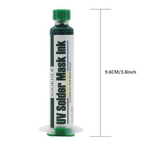 Sookolr 10CC UV Solder Mask Ink, Green UV Light Curing Solder Resist Paste, PCB BGA Solder Film Missing Repair, Prevent Corrosive Arcing