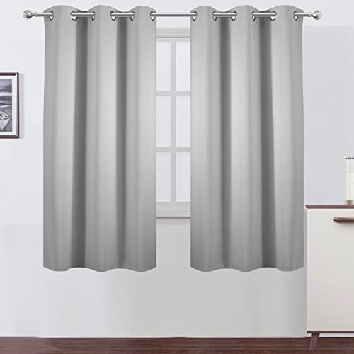 Image of LEMOMO Light Grey Blackout Curtains 34 x 63 Inch Length /Set of 2 Curtain Panels /Thermal Insulated Room Darkening Blackout Curtains for Bedroom