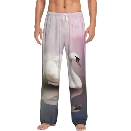 Pantalon de pyjama homme polaire cygne blanc à poches