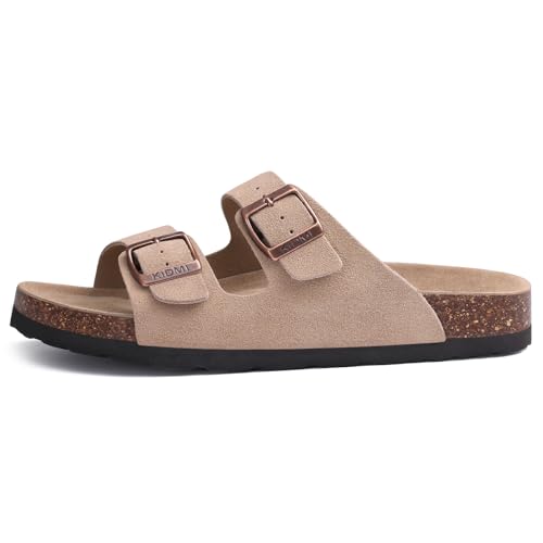 Image of KIDMI Unisex Summer Sandals Arch Support Cork Footbed Slide Sandals with Double Adjustable Buckle for Women Men