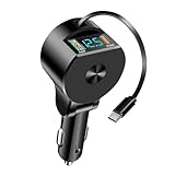 eppfun 75W シガーソケット 充電器 USB カーチャージャー 3台同時急速充電 12/24V車対応 USB-C 巻き取り式 iPad/iPhone16/15/Android Galaxy シリーズ 各種対応