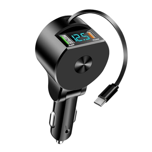 eppfun 75W シガーソケット 充電器 USB カーチャージャー 3台同時急速充電 12/24V車対応 USB-C 巻き取り式 iPad/iPhone16/15/Android Galaxy シリーズ 各種対応