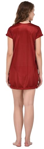 Image of Solid Satin 5 Piece Nightwear /Nighty Set | Attractive & Stylish | (1 Robe,1 Top & Shorts, 1 Bra and Panty Set) for Women