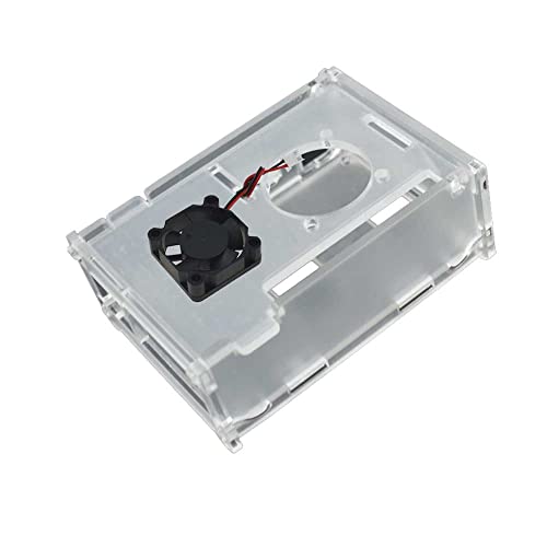 Funda de acrílico para Raspberry Pi 3 Modelo B+/Raspberry Pi 3 Carcasa transparente con ventilador de refrigeración (funda con ventilador)