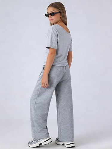 Image of Teen Girls Clothes Off the Shoulder Top and Wide Leg Pants Matching Outfit Set with Pockets Size 7-16