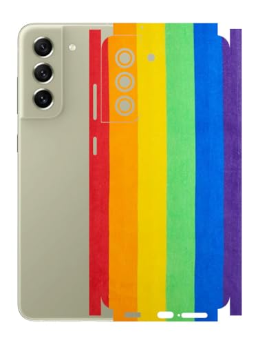 Image of AtOdds - Full Body Back Screen Guard Protector Film - Lamination Wrap Skin Sticker Compatible with Samsung Galaxy S21 FE | Scratchproof Matte Finish (Design - Rainbow)