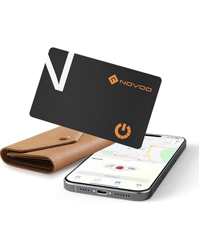 NOVOO Slim SmartCard Wallet Tracker, Air Locator Tag - 1.6mm Thin, 6-Year Battery, IP68 Waterproof, Apple Find My Compatible (iOS Only), Bluetooth GPS Item Finder (1-Pack)