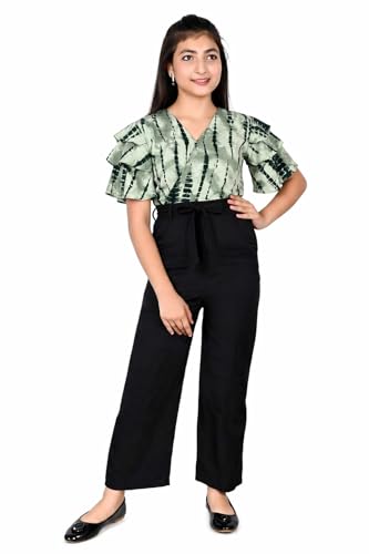 Image of Girls Flared Sleeves Printed Jumpsuit-66