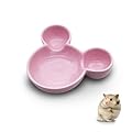LuckyOpt Hamster Food Bowl, Cute Mouse Shape Ceramic Hamster Water Bowl Easy to Clean, Guinea Pig Bowl Feeding Dish for Small Animals, Hedgehog, Squirrels, Rodents, Sugar Glider (Pink)