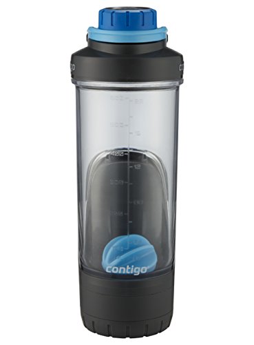Contigo Shake & Go Fit Shaker Bottle w/Gym Storage 24oz Deep Sea Blue Leak-Proof