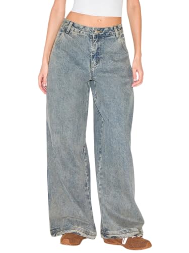 Image of GRECIILOOKS Baggy Jeans for Women | High Waist Wide Leg Stylish for Girls Trendy Women's Pant