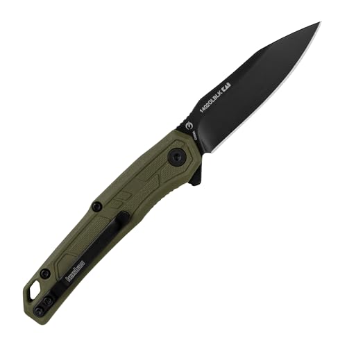 Image of Kershaw Appa Folding Tactical Pocket Knife, Assisted Opening, 2.75 inch Blade and Olive Handle, Small, Lightweight Every Day Carry