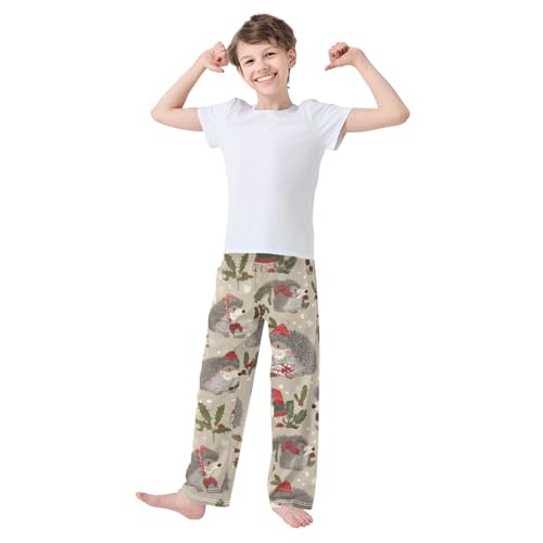 ZZXXB Hedgehog Pine Branches Boys Long Pants Soft Trousers Elastic Waist Kids Lounge Bottoms with Pockets S-XL3