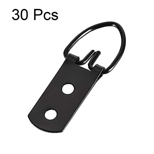 Image of uxcell D Ring Picture Hangers, 52mm x 20mm Black Assortment Kit for Photo Hanging Solutions, 30 Pcs