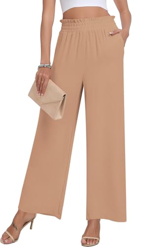 DILIUXING Womens Wide Leg Pants High Waisted Casual Drawstring Trousers Loose Adjustable Pants with Pockets