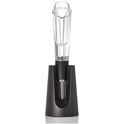 AdHoc 2-in-1 Aerator Pourer and Red Wine Decanter - Wine Aerator & Pourer Spout - Wine Decanter with a No-Drip Spout - Red Wine Decanter and Accessory - Hand Wash Kitchen Tool - Clear, 7" Cover