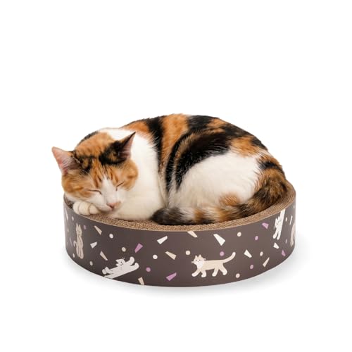 Rascador y cama para gatos 2 en 1 de cartón corrugado miniatura 1