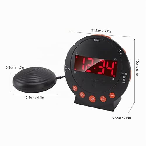 Vibrationswecker mit Bettrüttler, 113 db lauter Wecker für Schwerstschläfer Gehörlose Hörgeschädigte, Digitaluhr mit rotem Alarmlicht, große LED-Anzeige, für Erwachsene