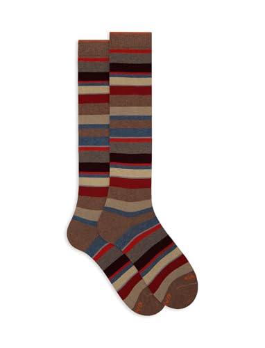 Calze lunghe donna beige righe multicolor