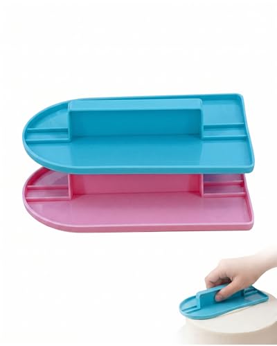 RAVNIX Lisseur à Gâteau & Spatule de Lissage, Lot de 2 Rose & Bleu – Outil Polyvalent pour Pâtisserie, Fondant, Crème au Beurre & Glaçage, Finition Parfaite & Professionnelle