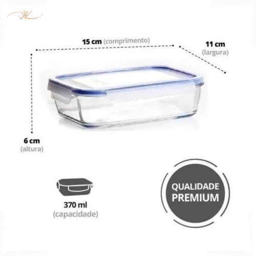 Conjunto de Potes de Vidro Herméticos 6 Peças Freezer Microondas Lava Louça Kit Marmita com Tampa 4