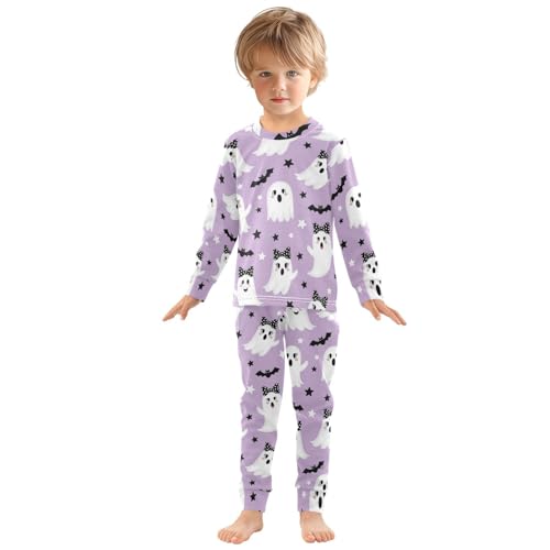 Pajama Sets Long Sleeve Cute Ghosts with Bats Soft Comfy Sleepwear 2 Piece PJS 3-8T2