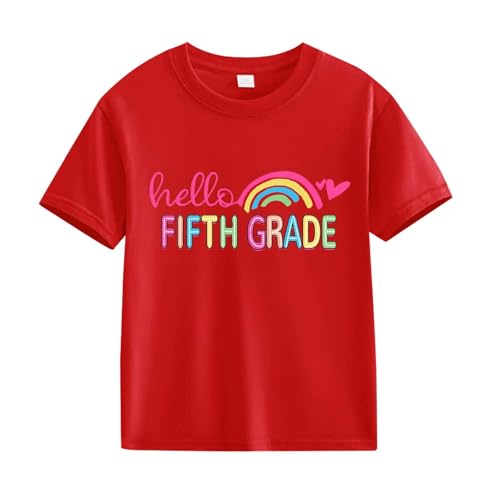 First Day of School Shirt Girls Boys Rainbow Graphic Tees Kids Back to School T-Shirts Short Sleeve Crewneck Tops Trendy Tees2