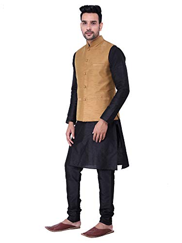 Image of Sadree Silk Men's Kurta Pajama Waistcoat or Nehru Jacket Set
