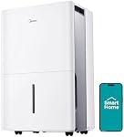 Midea 4,500 Sq. Ft. WiFi Enabled Dehumidifier Without Pump With Reusable Air Filter 50 Pint 2019 DOE (Previously 70 Pint), Ideal For Basements, Large & Medium Sized Rooms, Bathrooms (White)