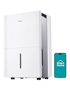 Midea 4,500 Sq. Ft. WiFi Enabled Dehumidifier Without Pump With Reusable Air Filter 50 Pint 2019 DOE (Previously 70 Pint), Ideal For Basements, Large & Medium Sized Rooms, Bathrooms (White)