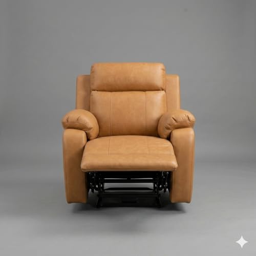 Image of Amazon Brand - Solimo Elira | Single Seater Sofa Recliner | Manual Recliner (Leatherette Tan)
