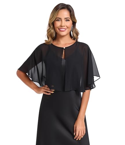 Women's Soft Chiffon Capelets Shawls and Wraps for Evening Wedding Cape Bole Cover Up4