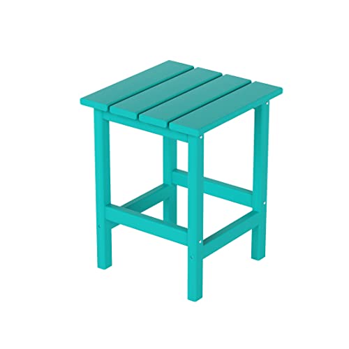 Westintrends Outdoor Side Table, All Weather Poly Lumber Adirondack Small Patio Table Square End Table For Pool Balcony Deck Porch Lawn Backyard, Turquoise #TOP17