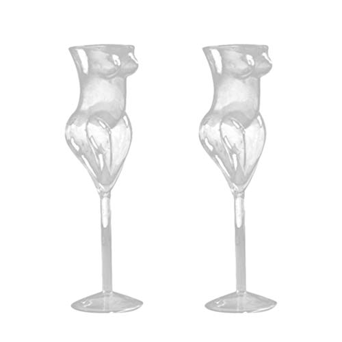 CLISPEED 2 Pièces Femmes Cocktail Corps en Verre en Forme de Vin Gobelet Verre De Champagne Whisky Tasses pour La Maison Bar Poule Enterrement de Vie