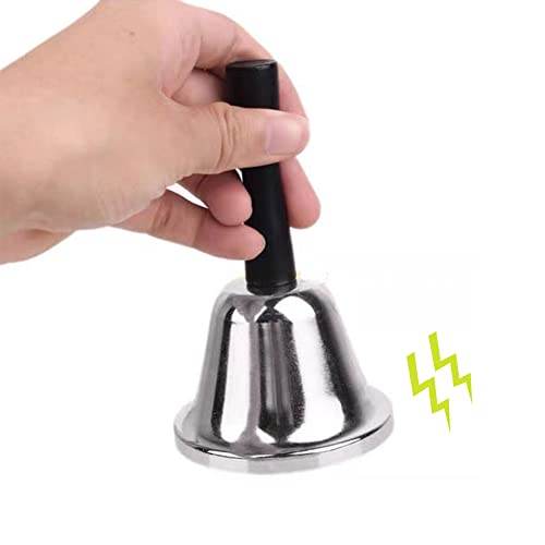 MINGZE Campana De Mano Vintage De Metal, Servicio Handbell Loud Call Bell con Mango De Madera, para Eventos De Boda Decoración, Food Line, Alarma Jingles Realizar Llamadas, Oro Y Plata