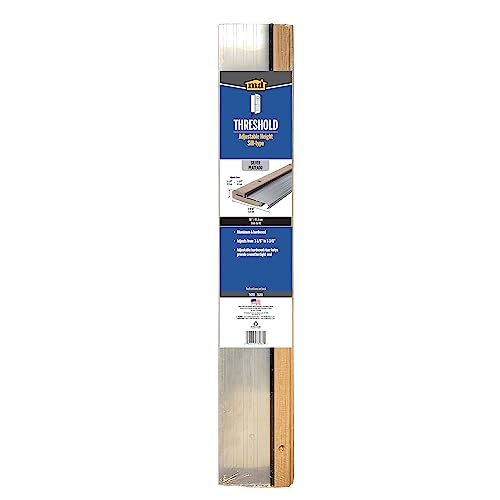 Image of M-D Building Products 78600 5-5 /8 in. x 1-1 /8 in. x 36 in. Silver Adjustable Aluminum & Hardwood Threshold Kit - Versatile Solution for French and Exterior Doors