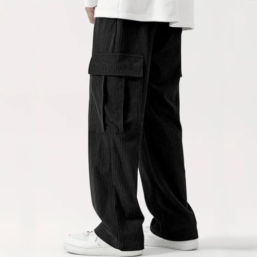 Men Corduroy Pants Baggy Casual Comfy Elastic Waist Cargo Sweatpants with Pockets Heavyweight Work Trouser2