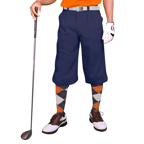 Golf Knickers Navy Microfiber (Plus Fours) For Men - 32'