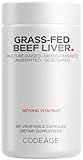 Codeage Grass Fed Beef Liver Supplement Superfood, Freeze Dried, Non-Defatted, Desiccated Glandulars Bovine Pills, Pasture Raised Beef Vitamins, Non-GMO Liver Meat, 180 Capsules