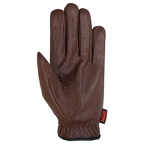 Image of MRX Driving Gloves Button Basic Soft Outdoor Glove Goat Leather Workout Full Finger, Black