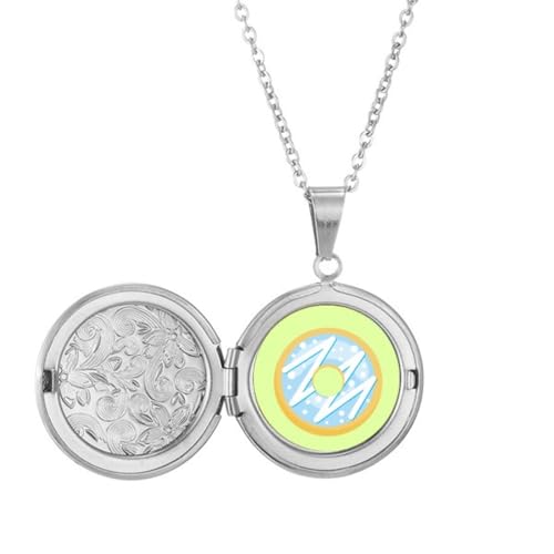 Médaillon bleu avec pendentif dessert en émail durable et chaîne ajustable
